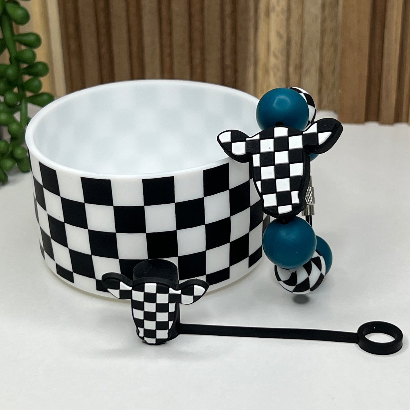 Checkered Ollie Tumbler Boot, Charm & Topper Set